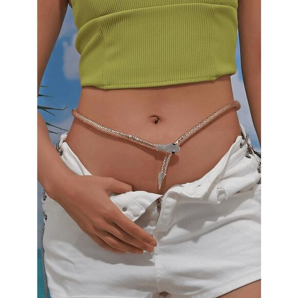 ✨🐍 Gold Snake Rhinestone Bendable Blingy Statement Open Choker Necklace NEW - Picture 10 of 10